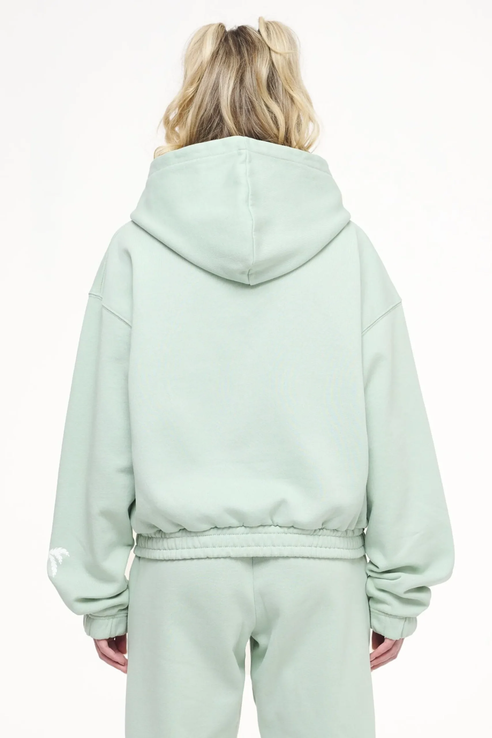 Pegador Hoodies|Zip Hoodies|Hills Cropped Zip Hoodie Vintage Washed Milky Green