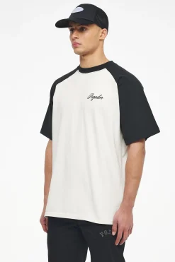 Pegador Tees|Hudson Raglan Oversized Tee Vintage Washed Angels Cream Black Ink