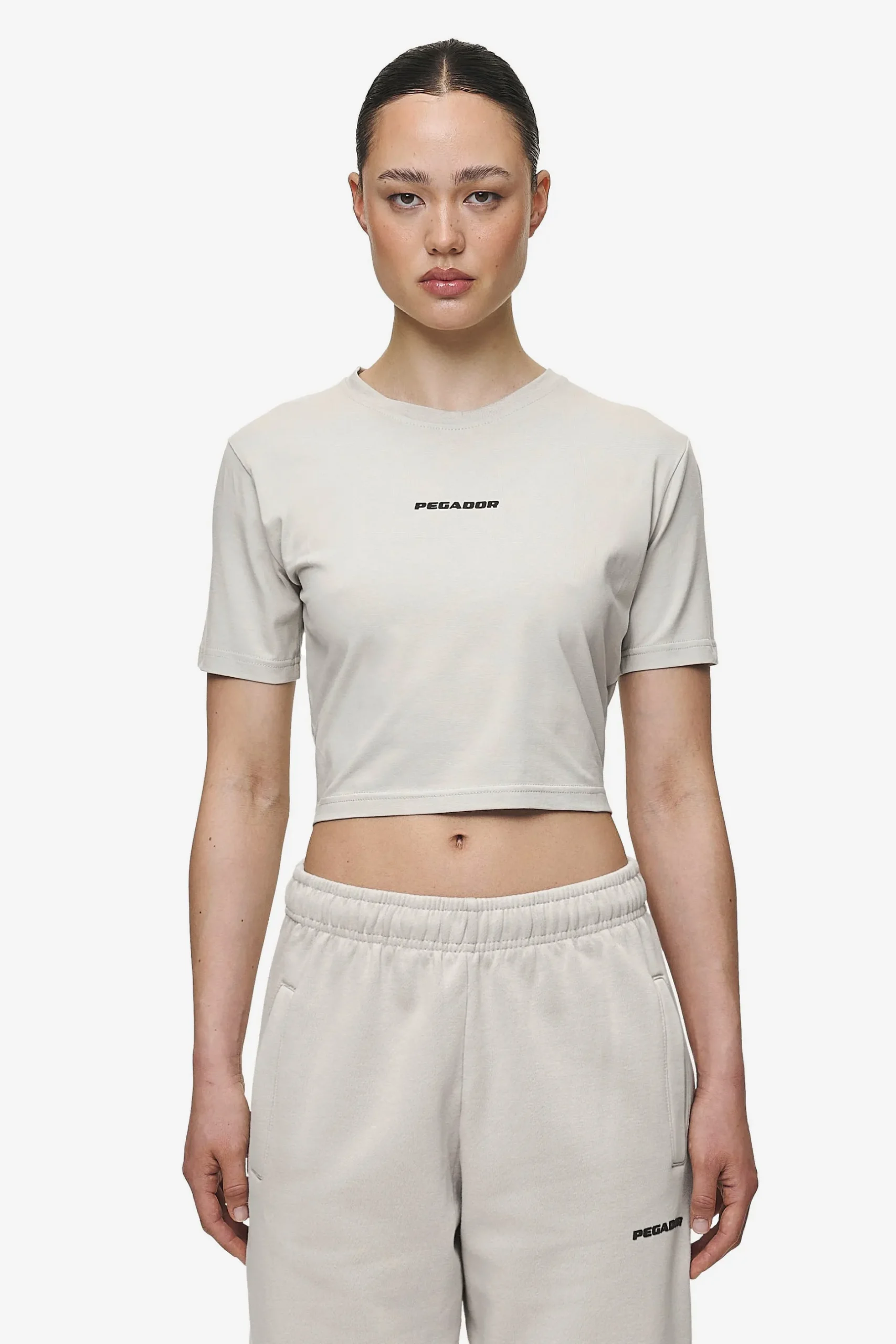 Pegador Tees|Ines Cropped Baby Tee Washed Moon Grey Black Gum