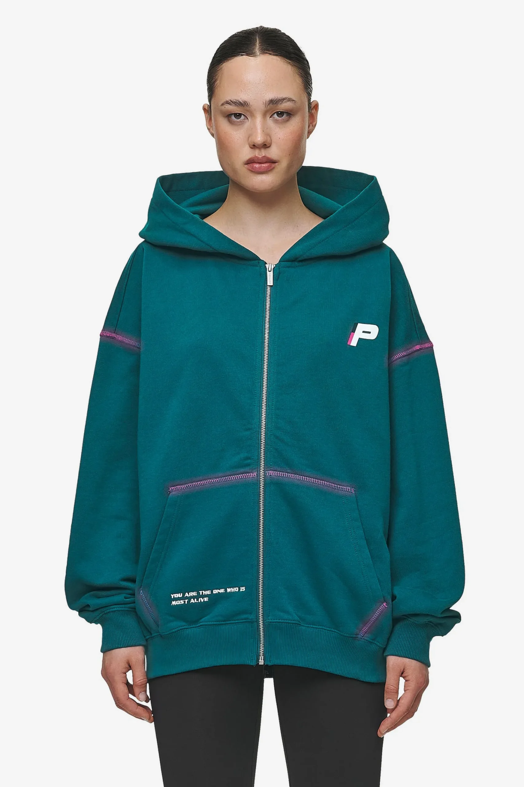 Pegador Hoodies|Zip Hoodies|Jenna Oversized Sweat Jacket Washed Urban Turquoise