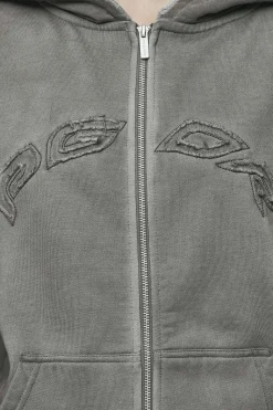 Pegador Hoodies|Zip Hoodies|Julia Oversized Sweat Jacket Oil Dyed Deep Grey