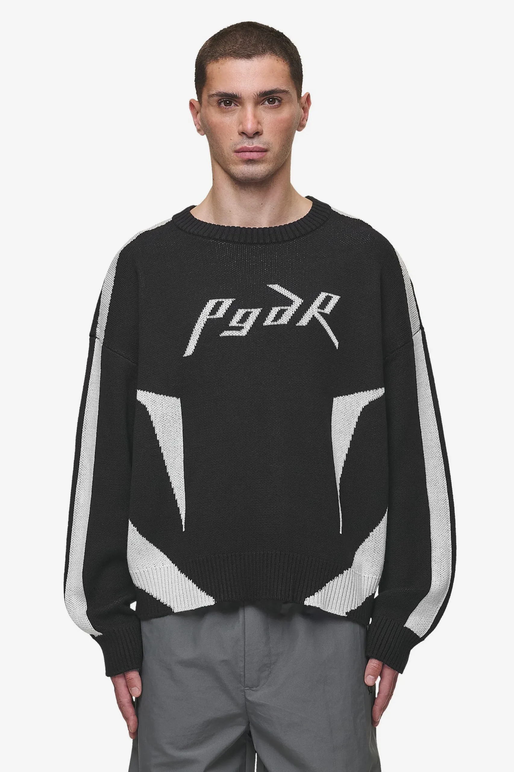 Pegador Sweaters|Knitwear|Kazan Boxy Knit Sweater Black Light Grey
