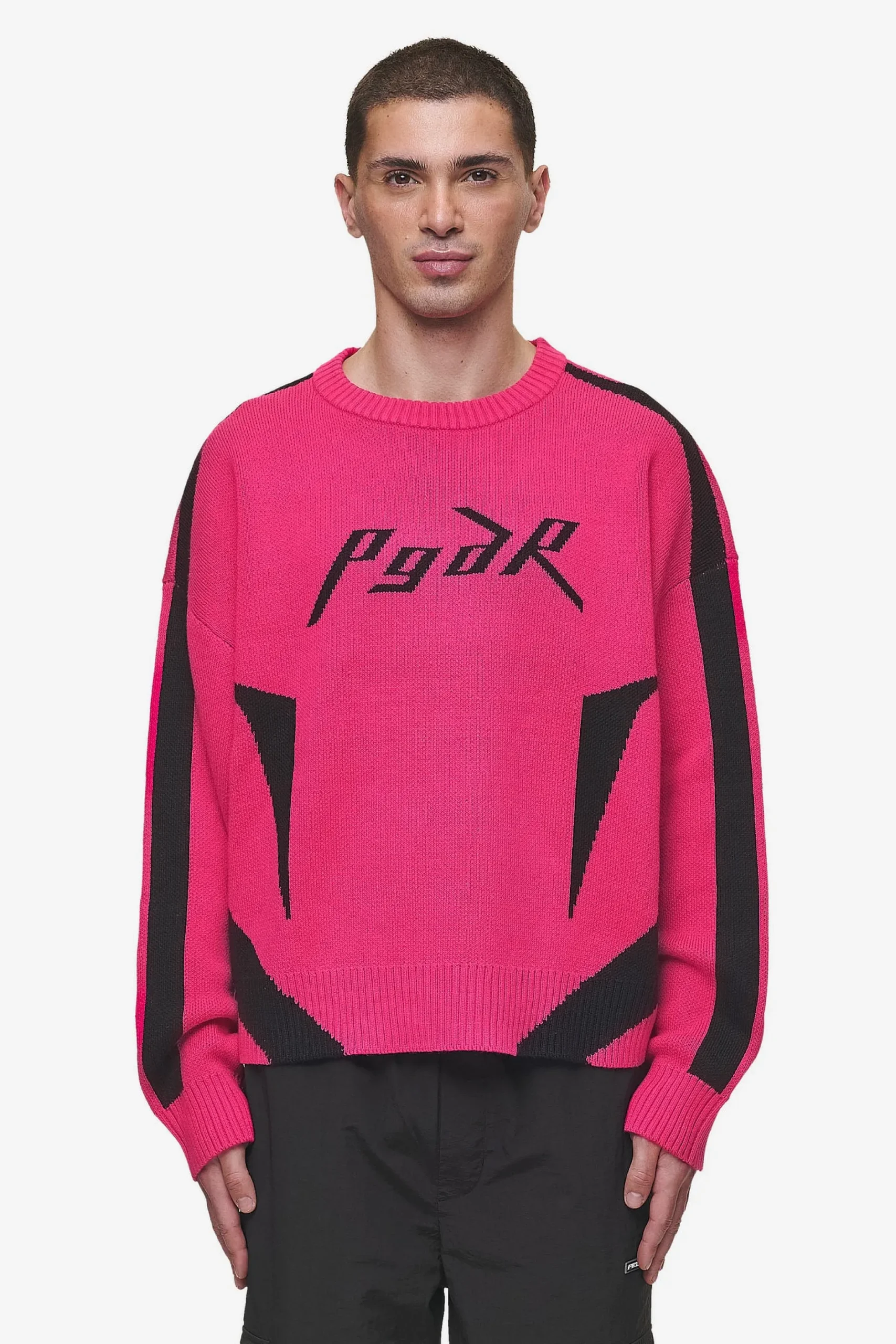 Pegador Sweaters|Knitwear|Kazan Boxy Knit Sweater Virtual Pink Black