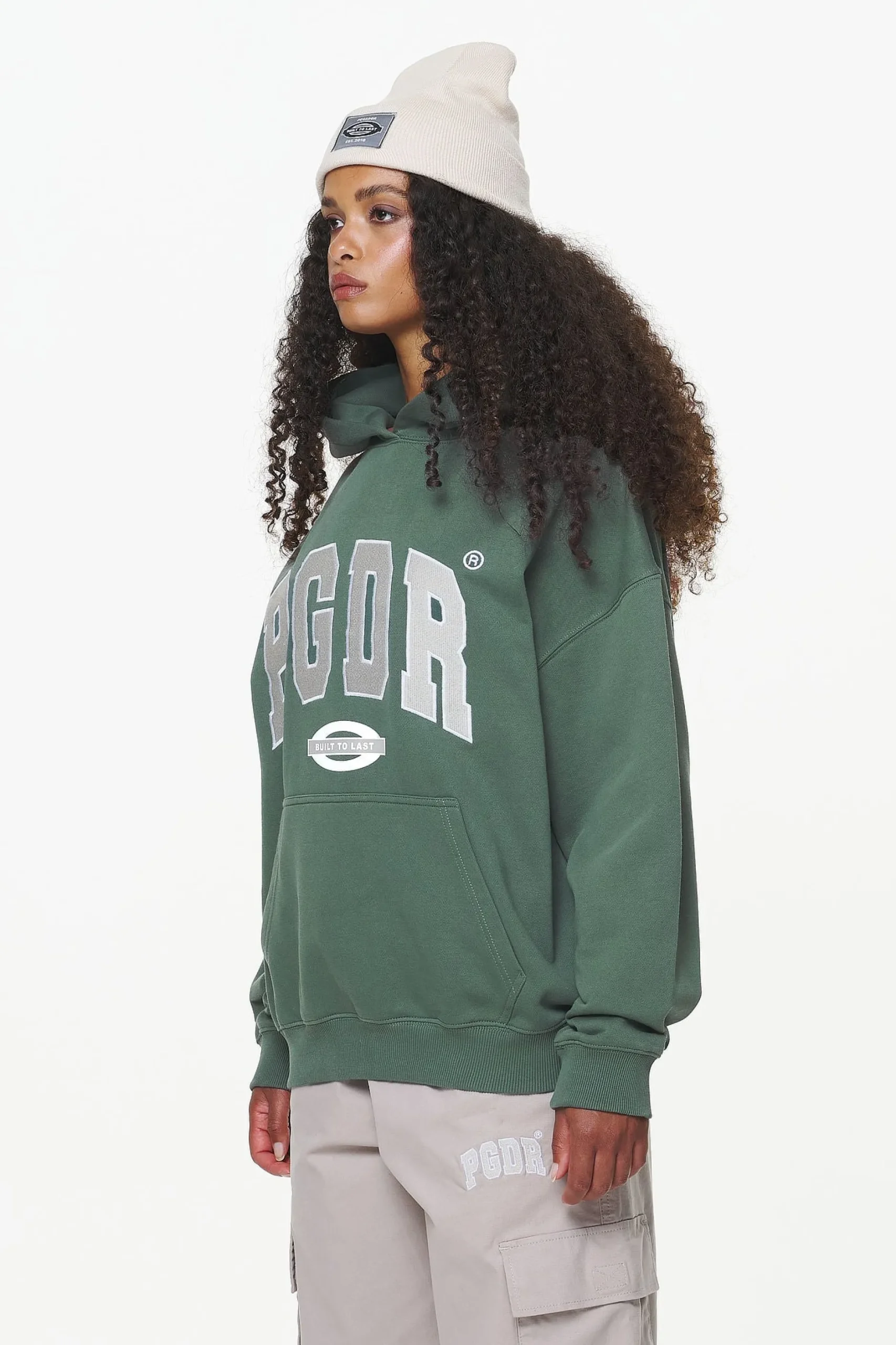 Pegador Hoodies|Keats Logo Oversized Hoodie Vintage Washed Garden Green