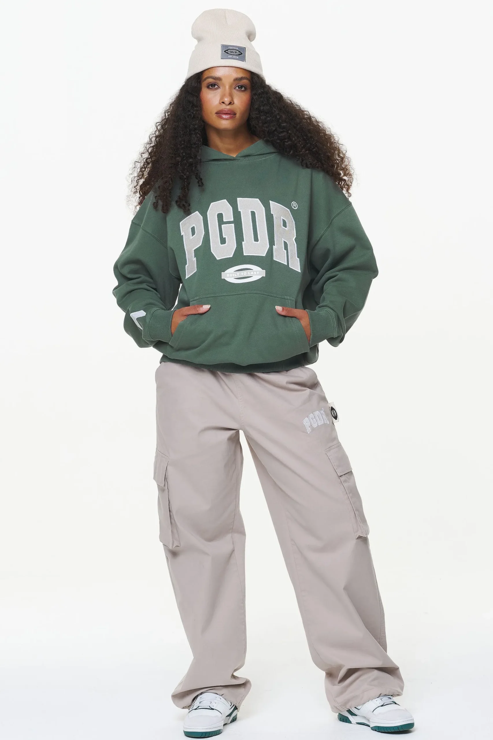 Pegador Hoodies|Keats Logo Oversized Hoodie Vintage Washed Garden Green