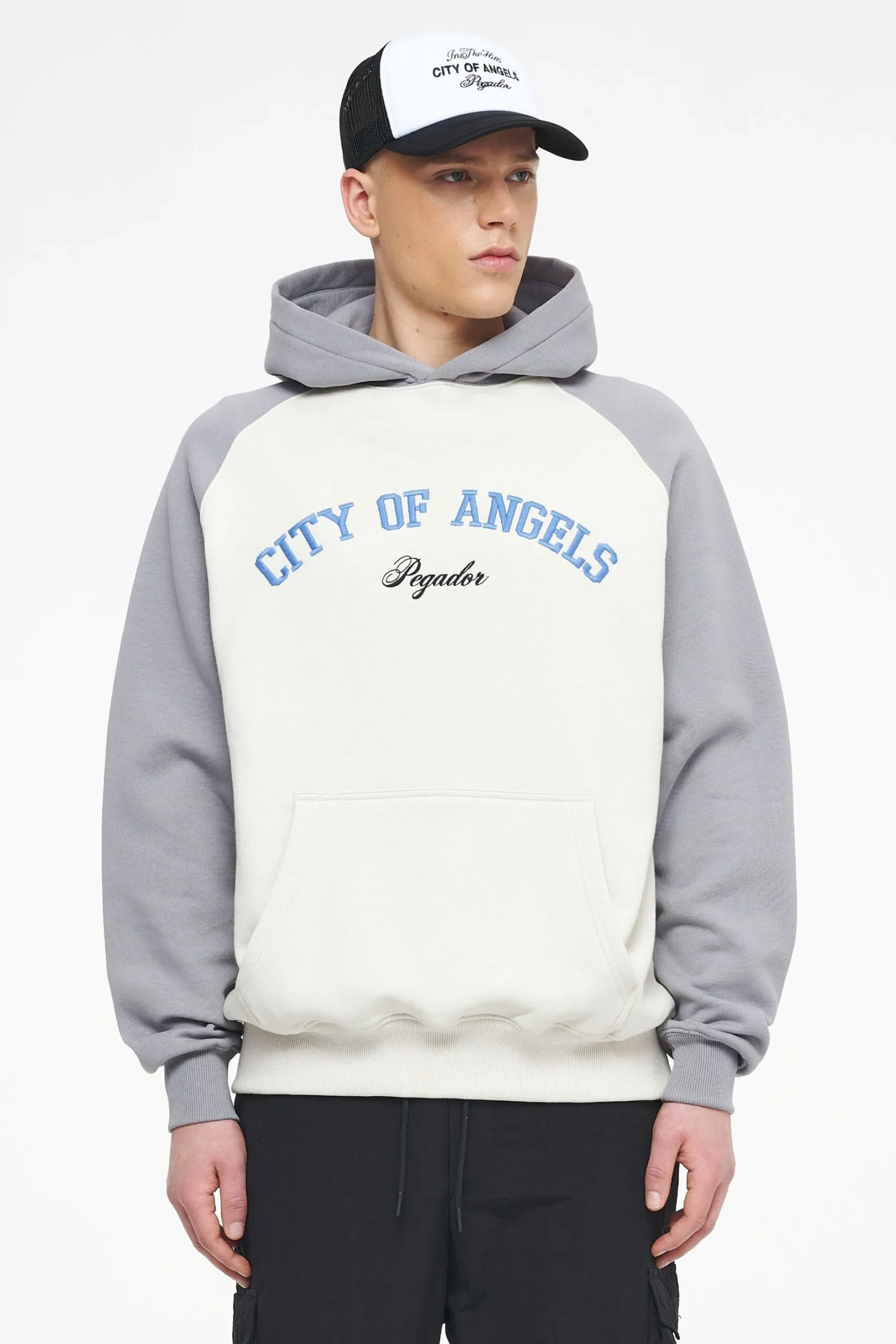 Pegador Hoodies|Keefer Raglan Hoodie Vintage Washed Angels Cream Dusk Grey