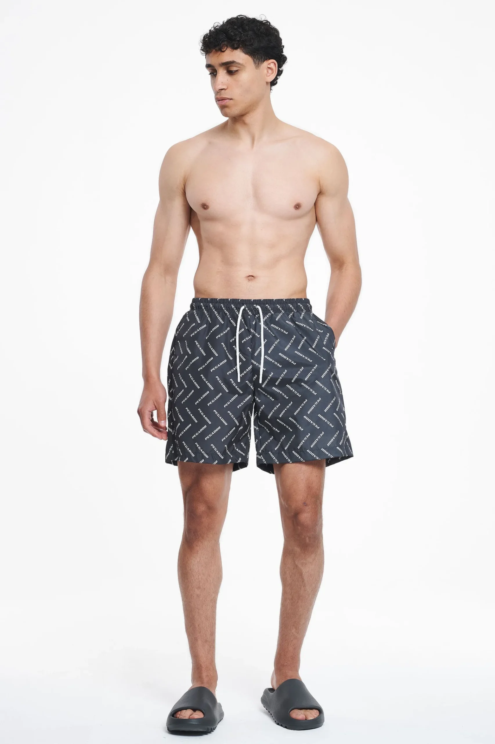 Pegador Swim Shorts|Kermint Monogramm Swim Shorts Black Ink White