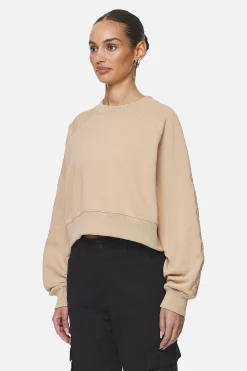 Pegador Sweaters|Kintore Cropped Oversized Raglan Sweater Washed Safari Sand