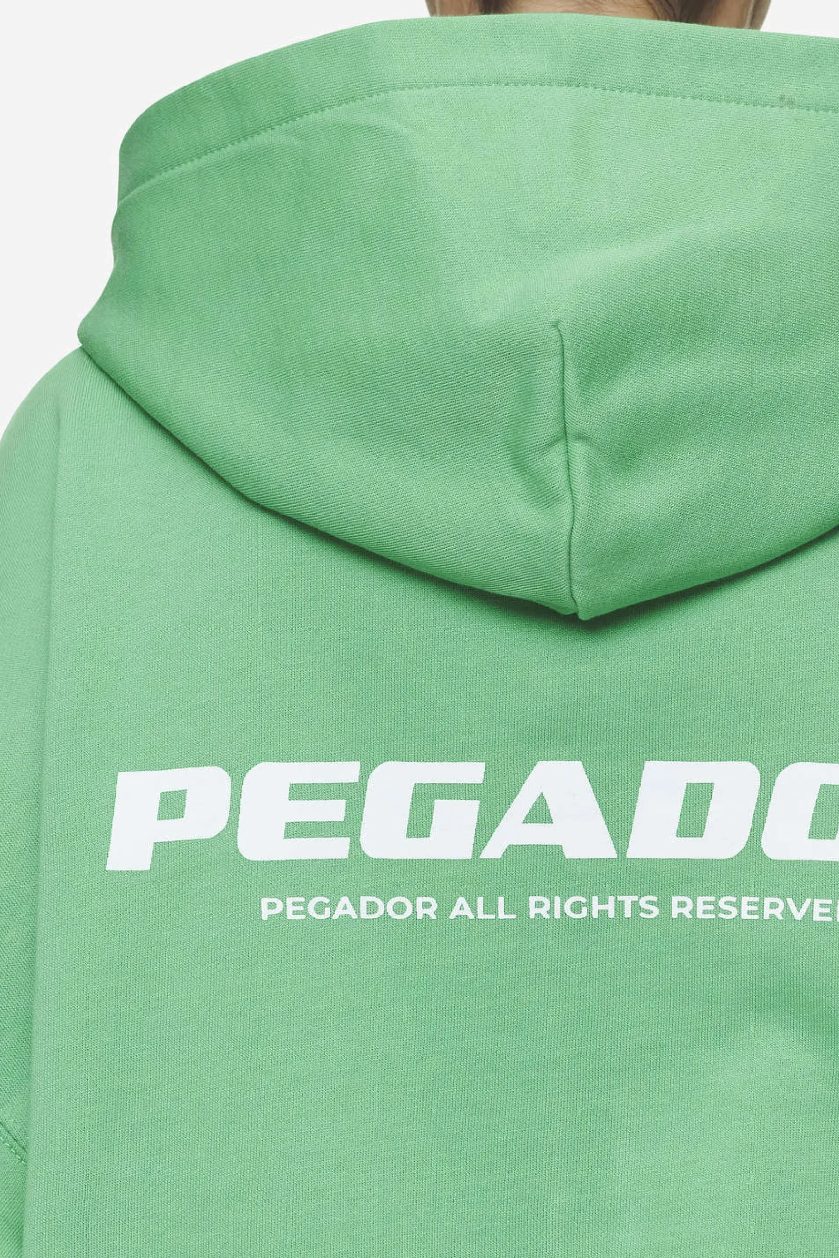 Pegador Hoodies|Zip Hoodies|Lana Logo Cropped Sweat Jacket White Washed peppermint green