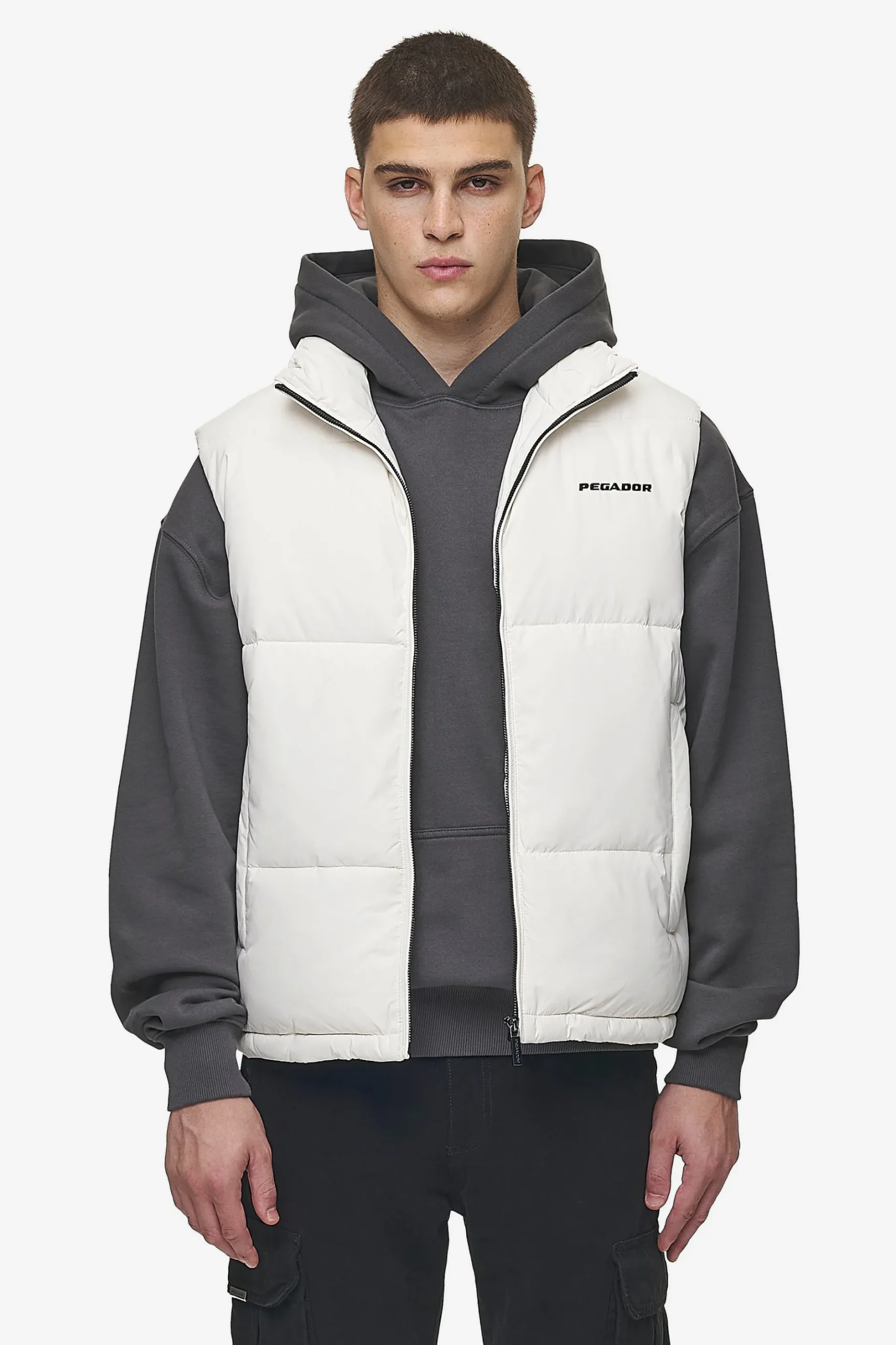 Pegador Vests|Landin Puffer Vest Bone White