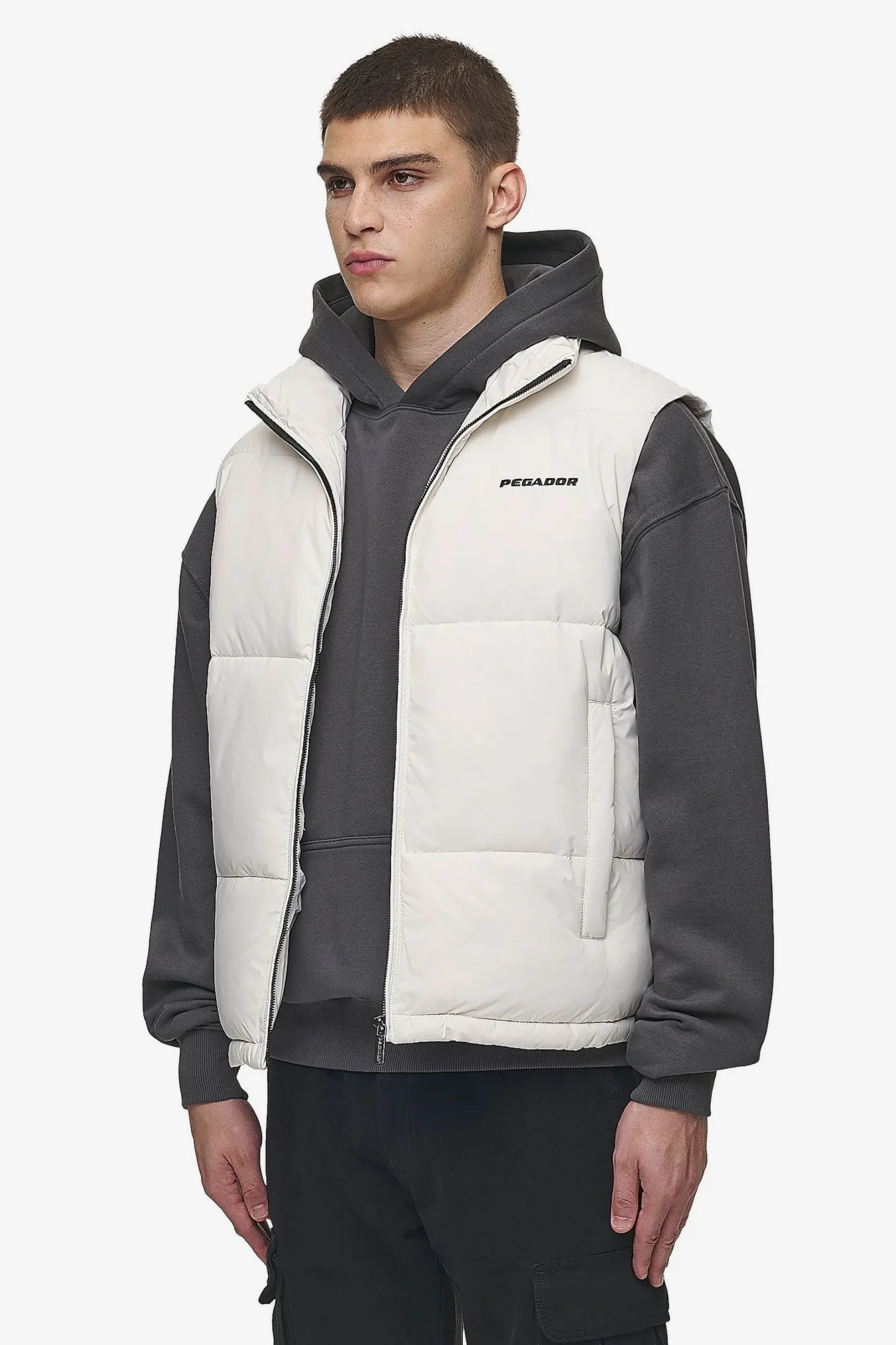 Pegador Vests|Landin Puffer Vest Bone White