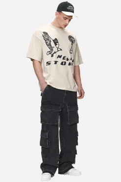 Pegador Jeans|Lark Loose Cargo Jeans Heavy Washed Black