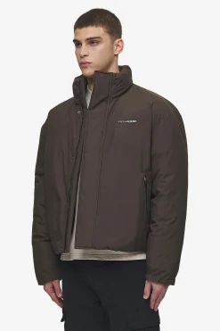 Pegador Jackets|Lavoy Cropped Boxy Puffer Jacket Dark Brown