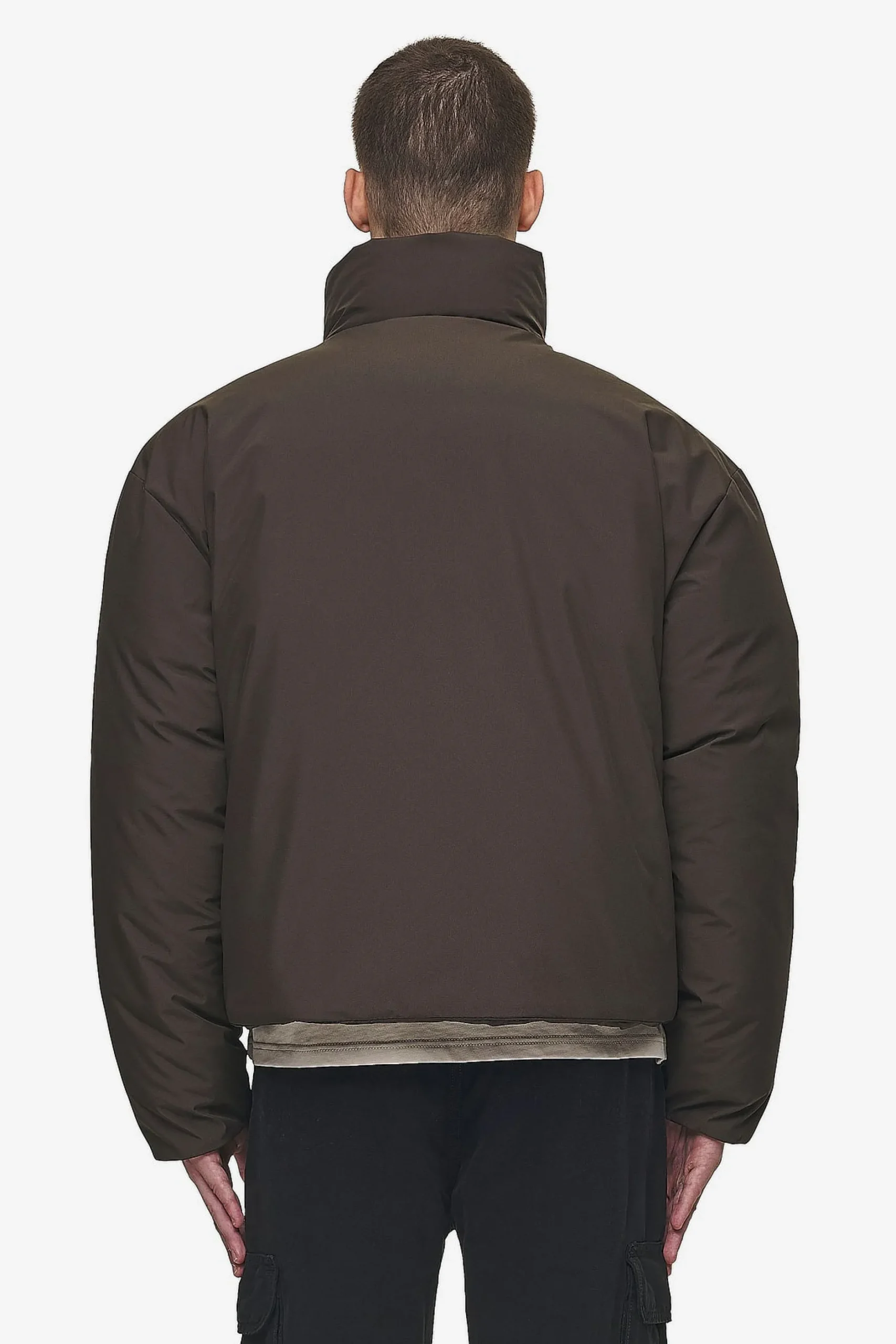 Pegador Jackets|Lavoy Cropped Boxy Puffer Jacket Dark Brown