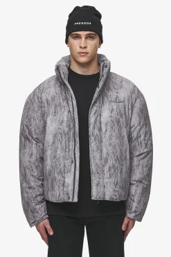 Pegador Jackets|Lavoy Ripstop Crushed Cropped Boxy Puffer Jacket Steel Grey