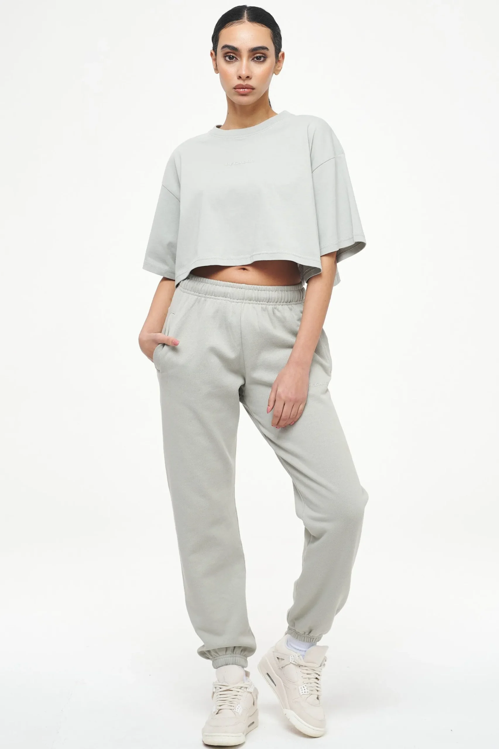 Pegador Tees|Layla Oversized Cropped Tee Vintage Washed Quiet Gray Gum