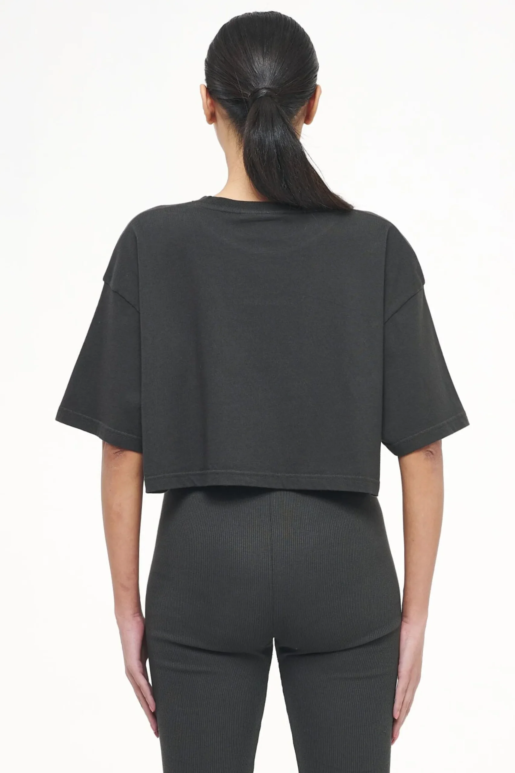 Pegador Tees|Layla Oversized Cropped Tee Vintage Washed Iron Grey Gum