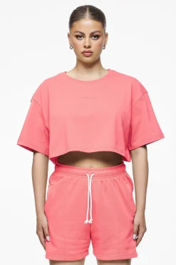 Pegador Tees|Layla Oversized Cropped Tee Vintage Washed Strawberry Gum