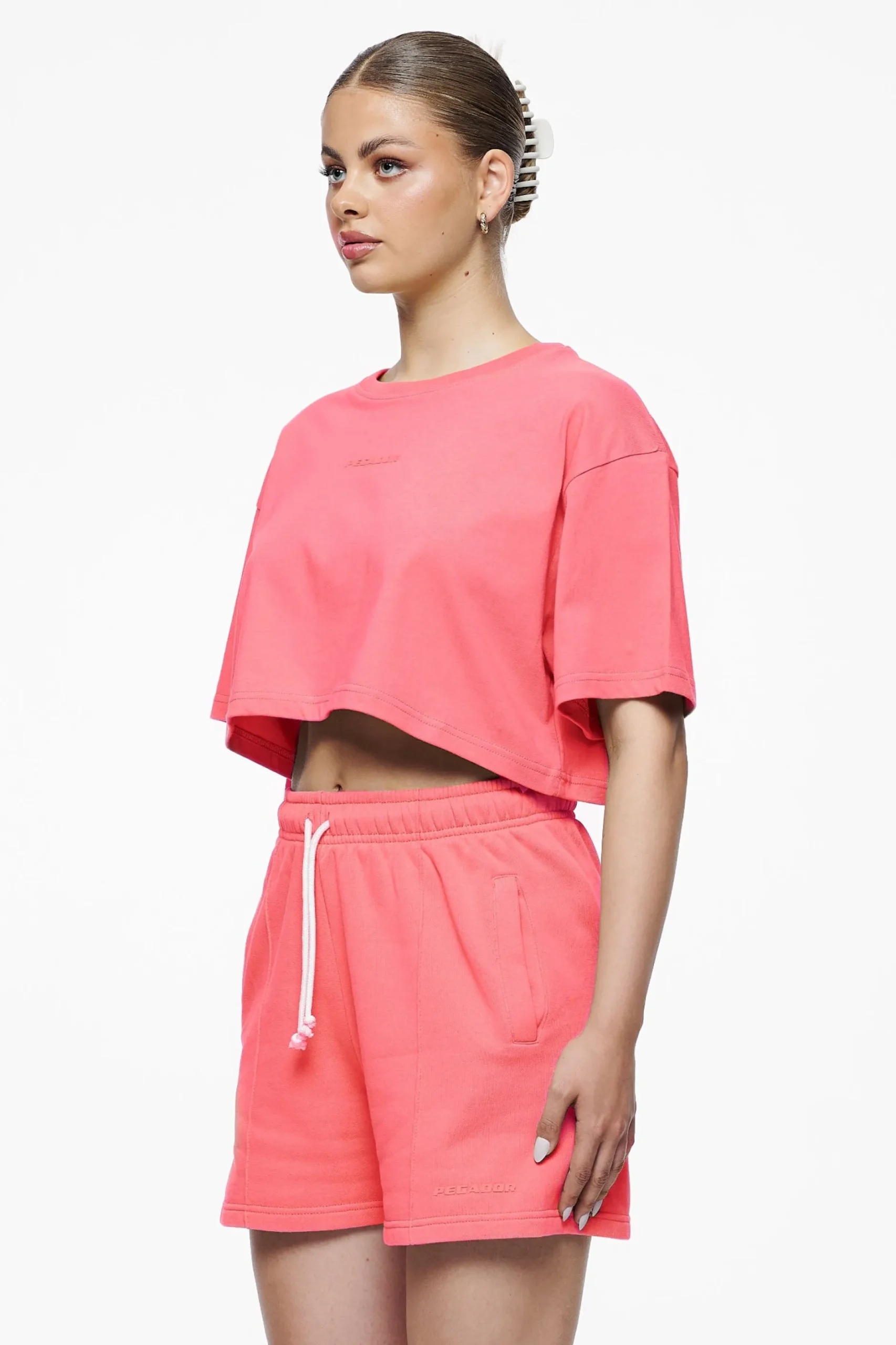 Pegador Tees|Layla Oversized Cropped Tee Vintage Washed Strawberry Gum