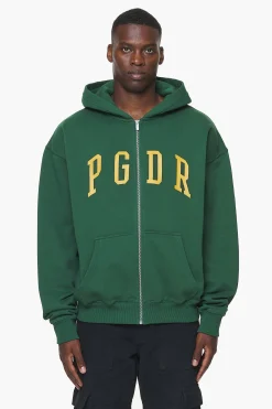 Pegador Hoodies|Zip Hoodies|Layton Oversized Sweat Jacket Vintage Washed British Green