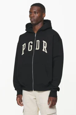 Pegador Hoodies|Zip Hoodies|Layton Oversized Sweat Jacket Vintage Washed Onyx Black