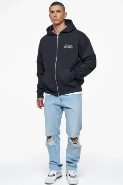 Pegador Hoodies|Zip Hoodies|Leander Oversized Sweat Jacket Black