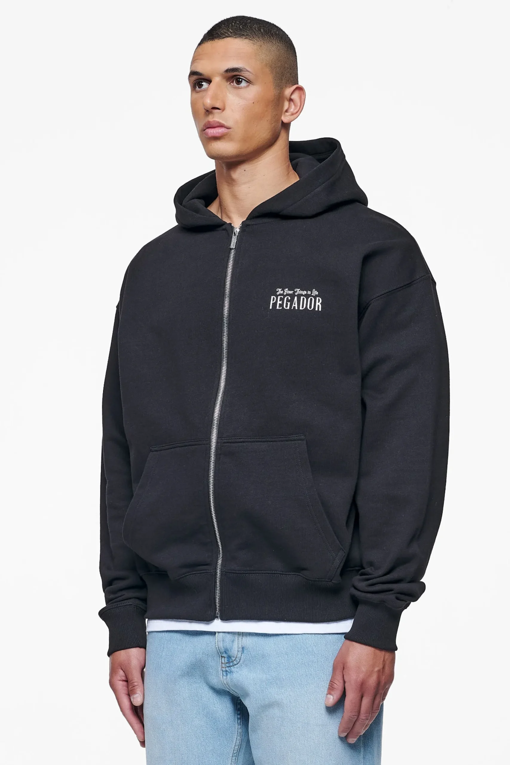 Pegador Hoodies|Zip Hoodies|Leander Oversized Sweat Jacket Black
