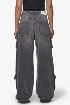 Pegador Jeans|Leli High Waist Cargo Jeans Washed Deep Grey