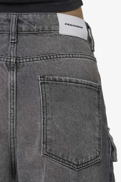 Pegador Jeans|Leli High Waist Cargo Jeans Washed Deep Grey