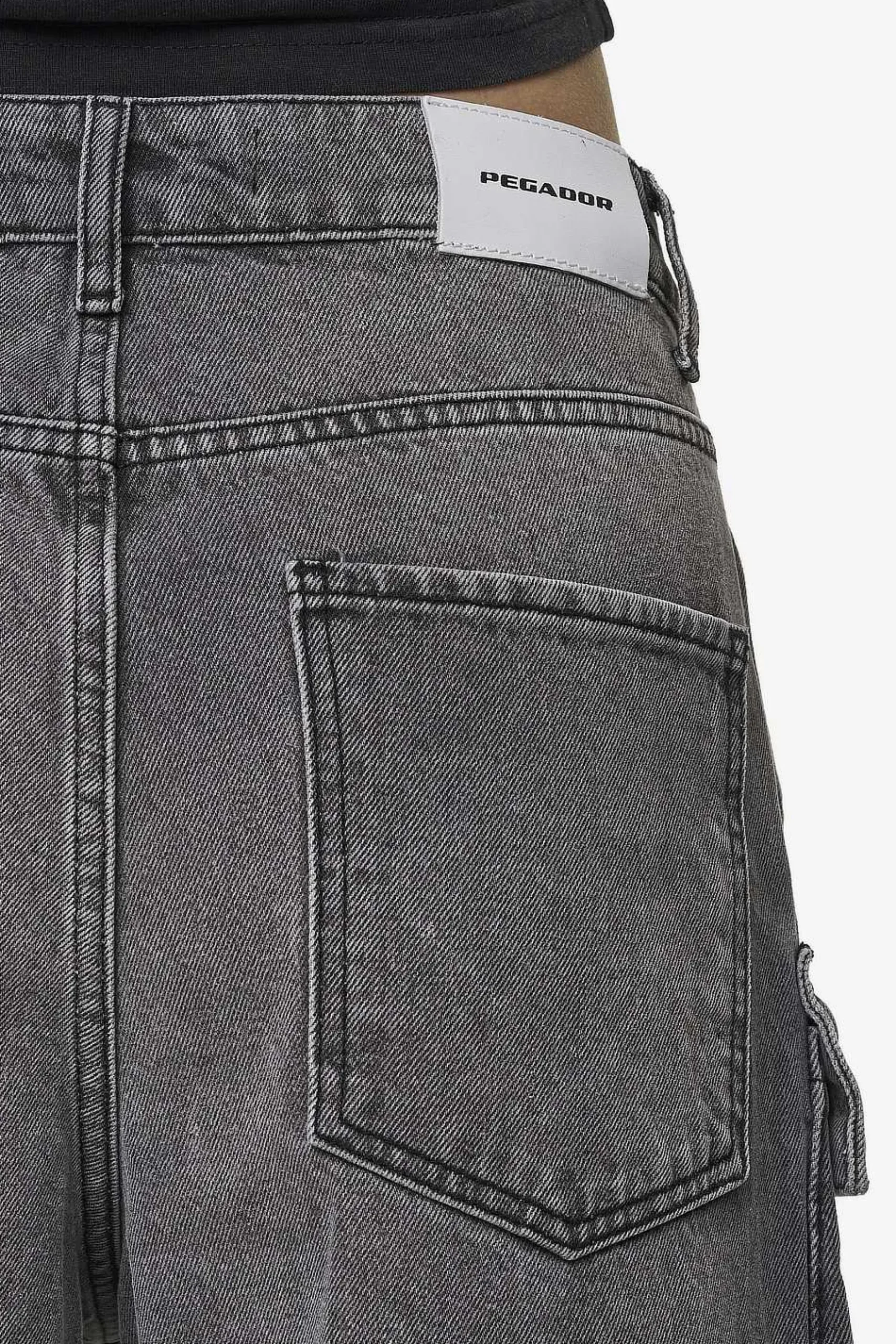 Pegador Jeans|Leli High Waist Cargo Jeans Washed Deep Grey