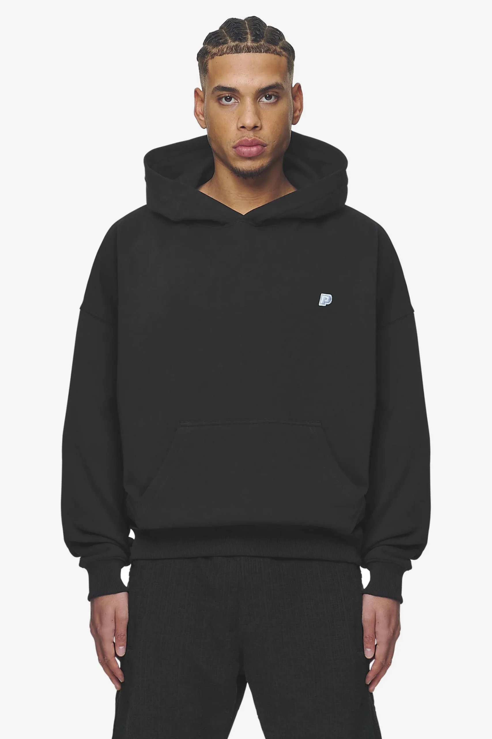 Pegador Hoodies|Leono Boxy Hoodie Baby Blue Washed black