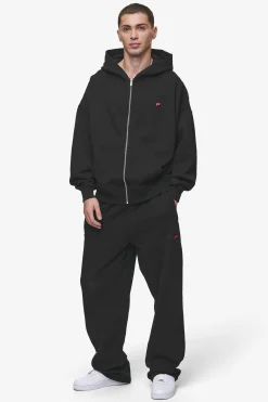 Pegador Hoodies|Zip Hoodies|Leono Boxy Sweat Jacket Washed Black Virtual Pink Gum