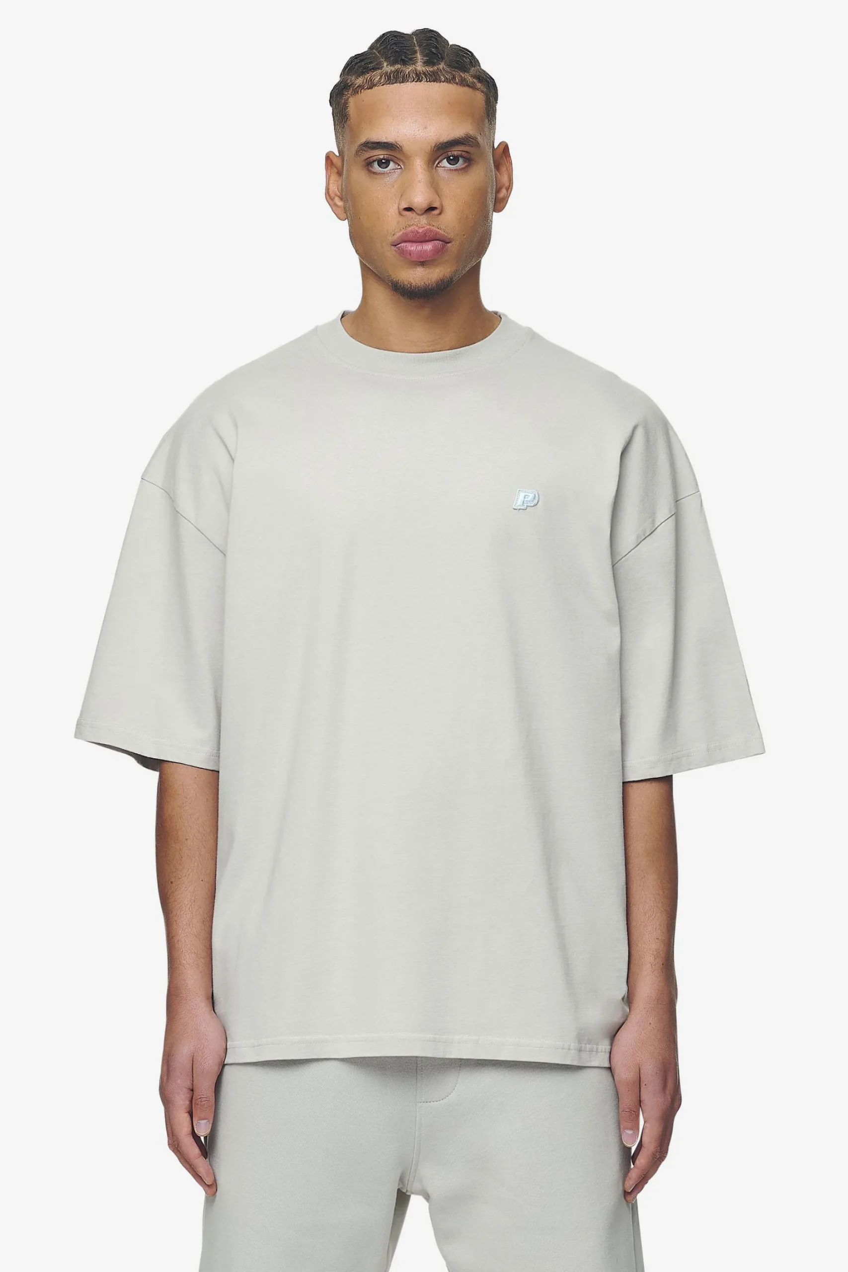 Pegador Tees|Leono Boxy Tee Baby Blue Washed pearl grey