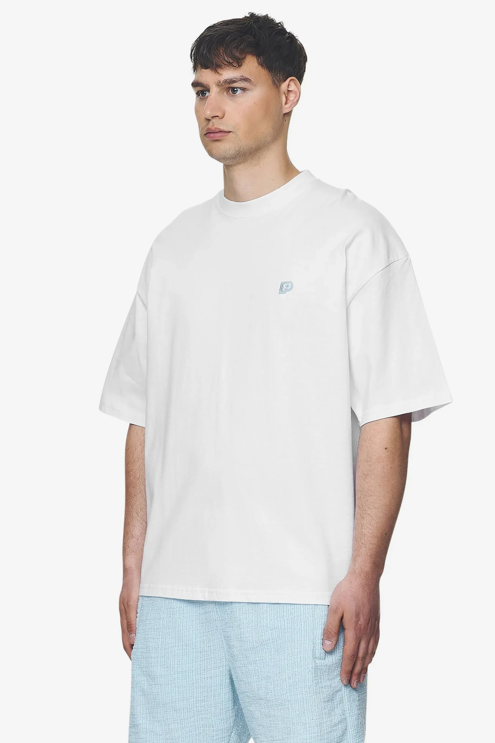 Pegador Tees|Leono Boxy Tee Baby Blue White