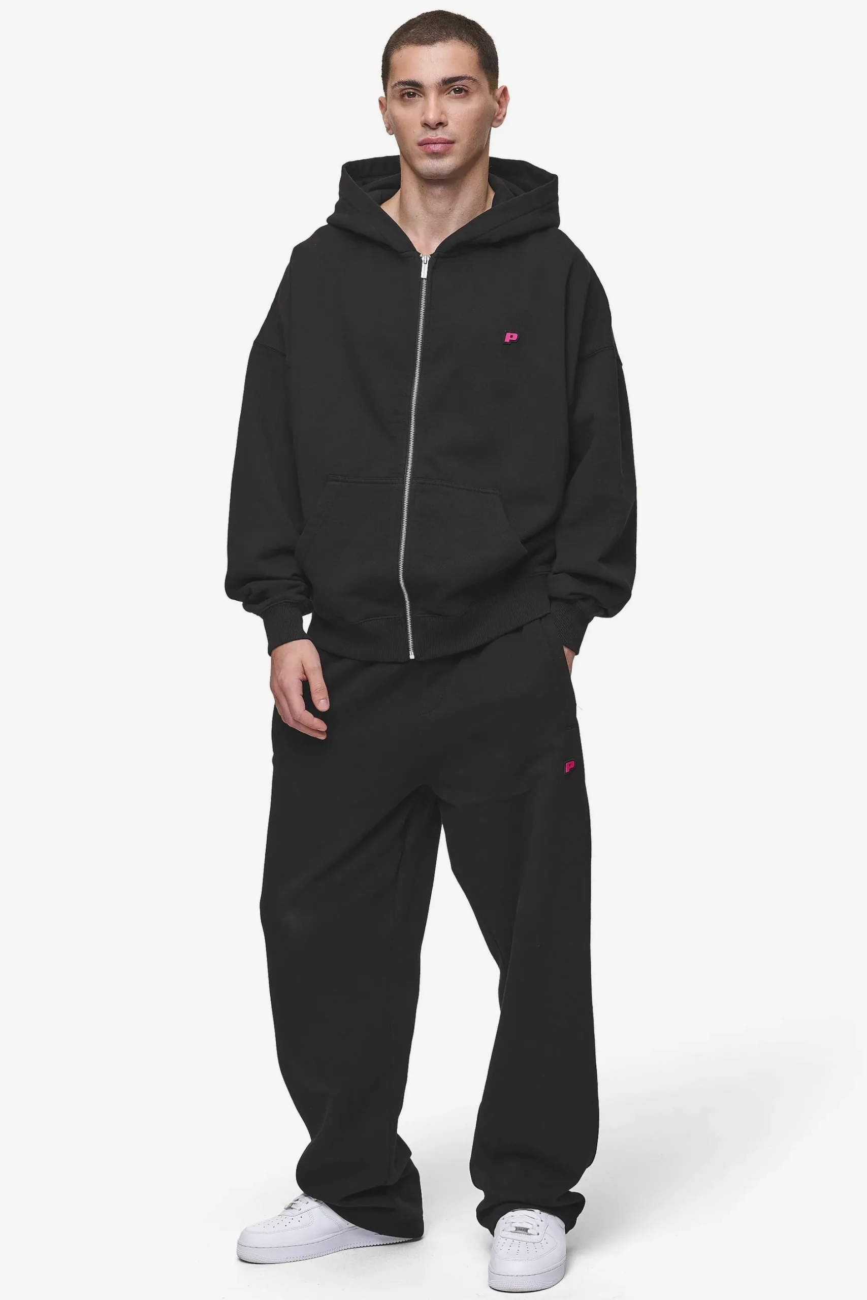 Pegador Pants & Joggers|Leono Loose Sweat Pants Washed Black Virtual Pink Gum