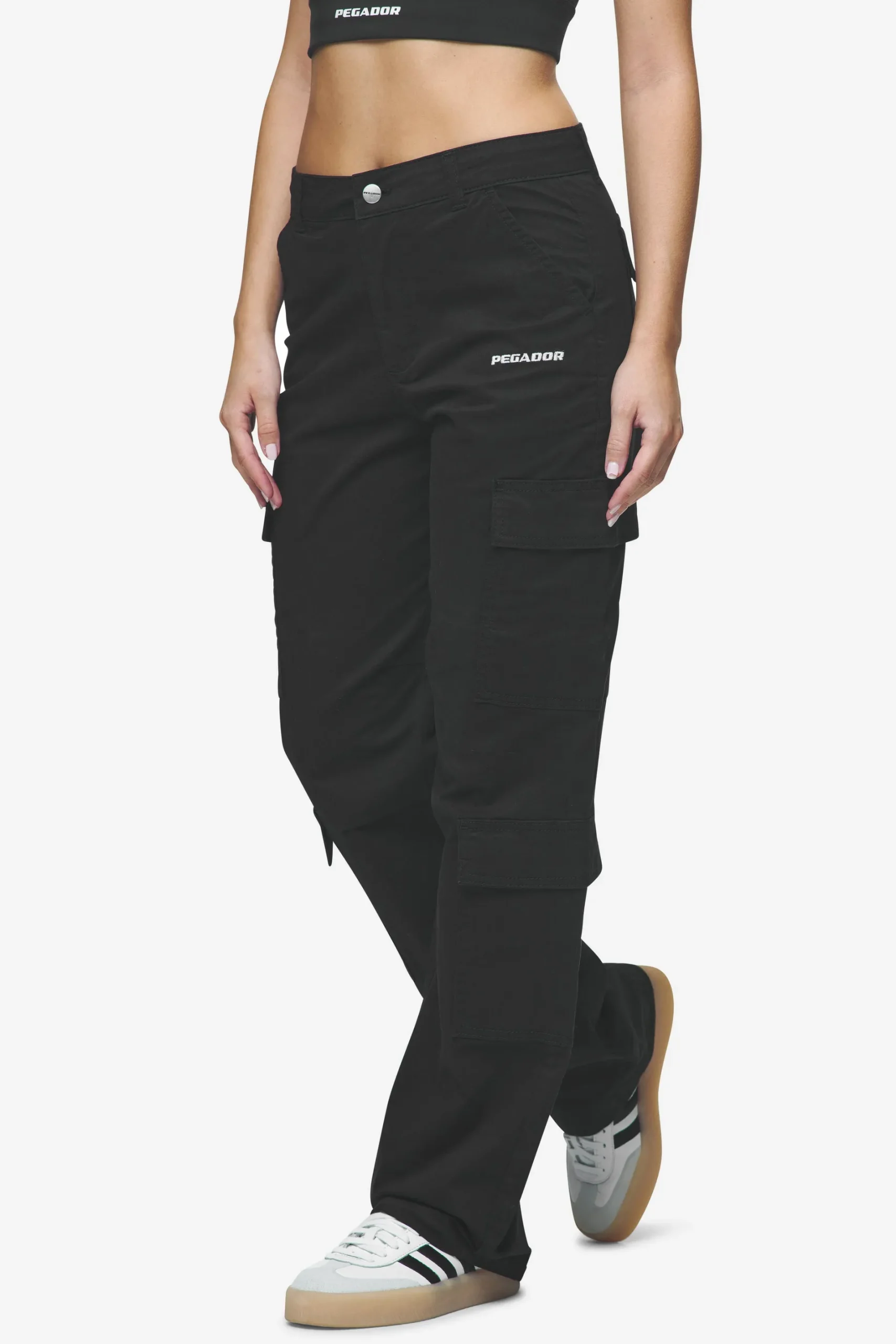Pegador Pants|Lia Wide Cargo Pants Black
