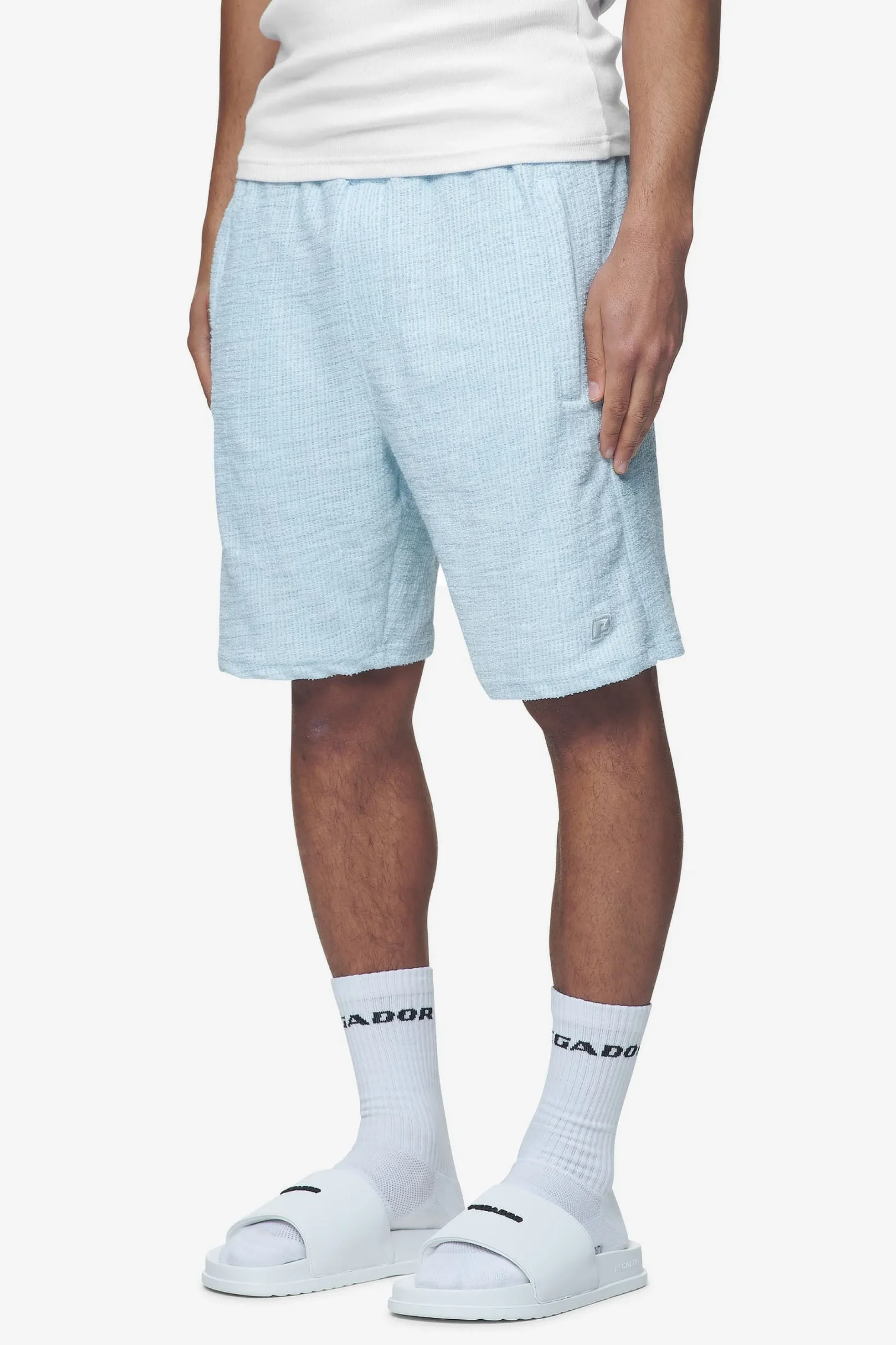 Pegador Shorts|Libco Structured Knit Shorts Baby blue
