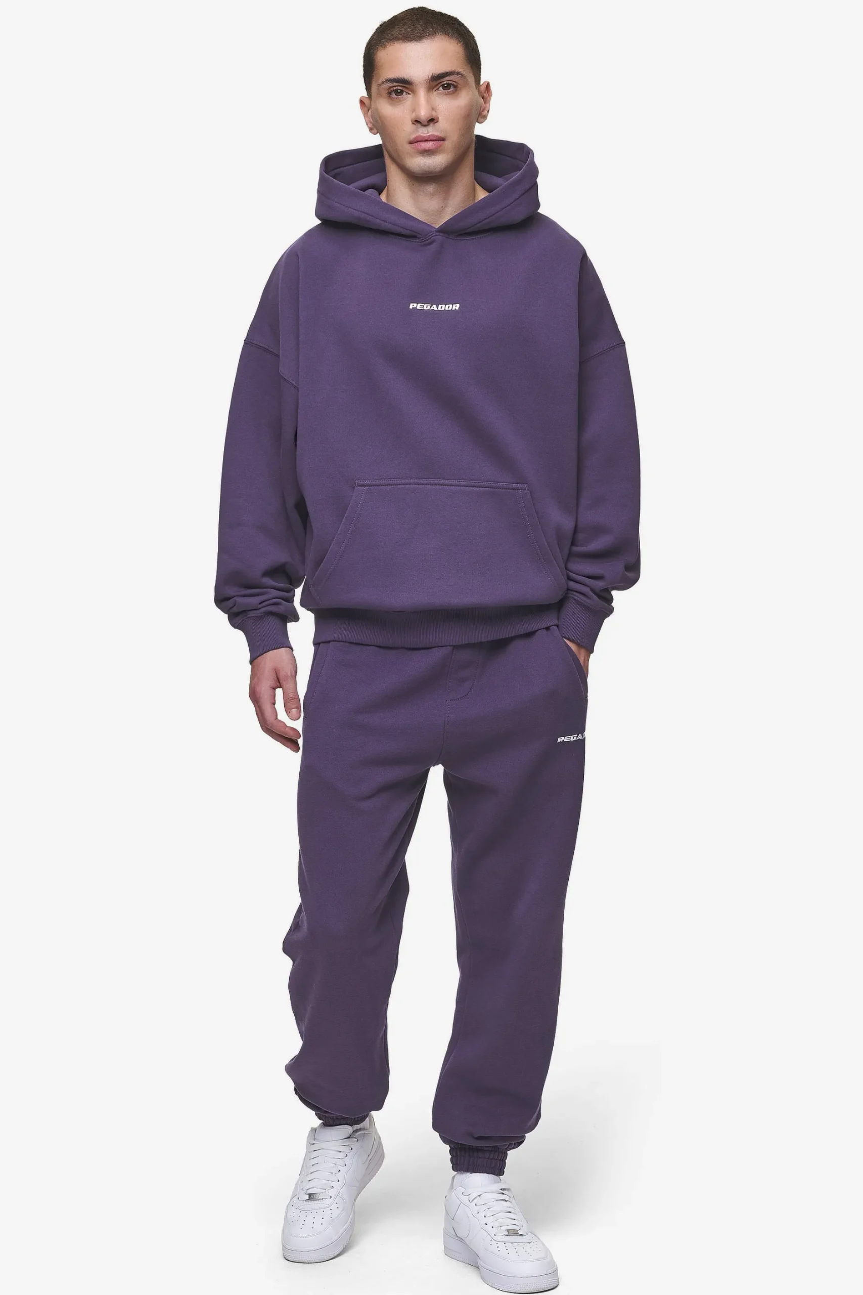 Pegador Hoodies|Logo Boxy Hoodie Washed Deep Purple