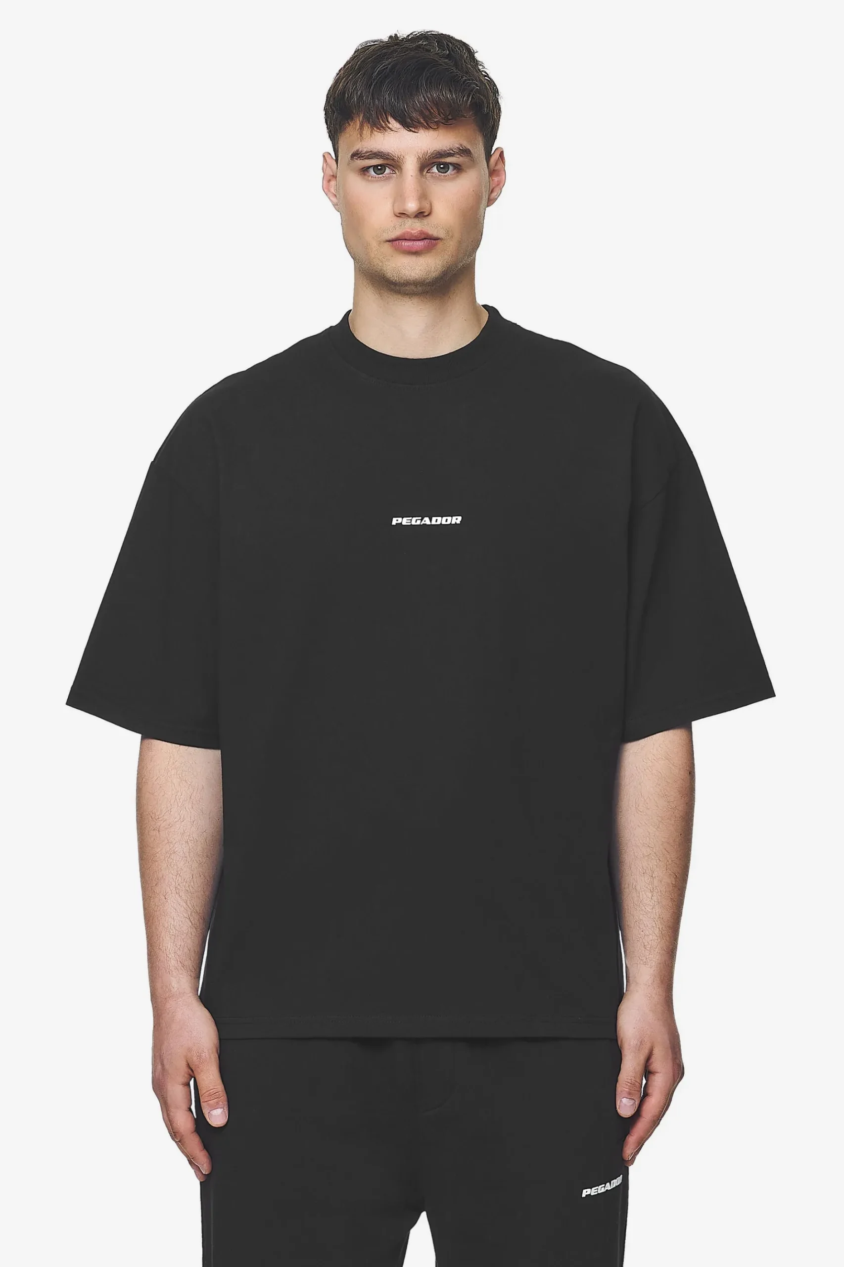 Pegador Tees|Logo Boxy Tee White Gum Washed black