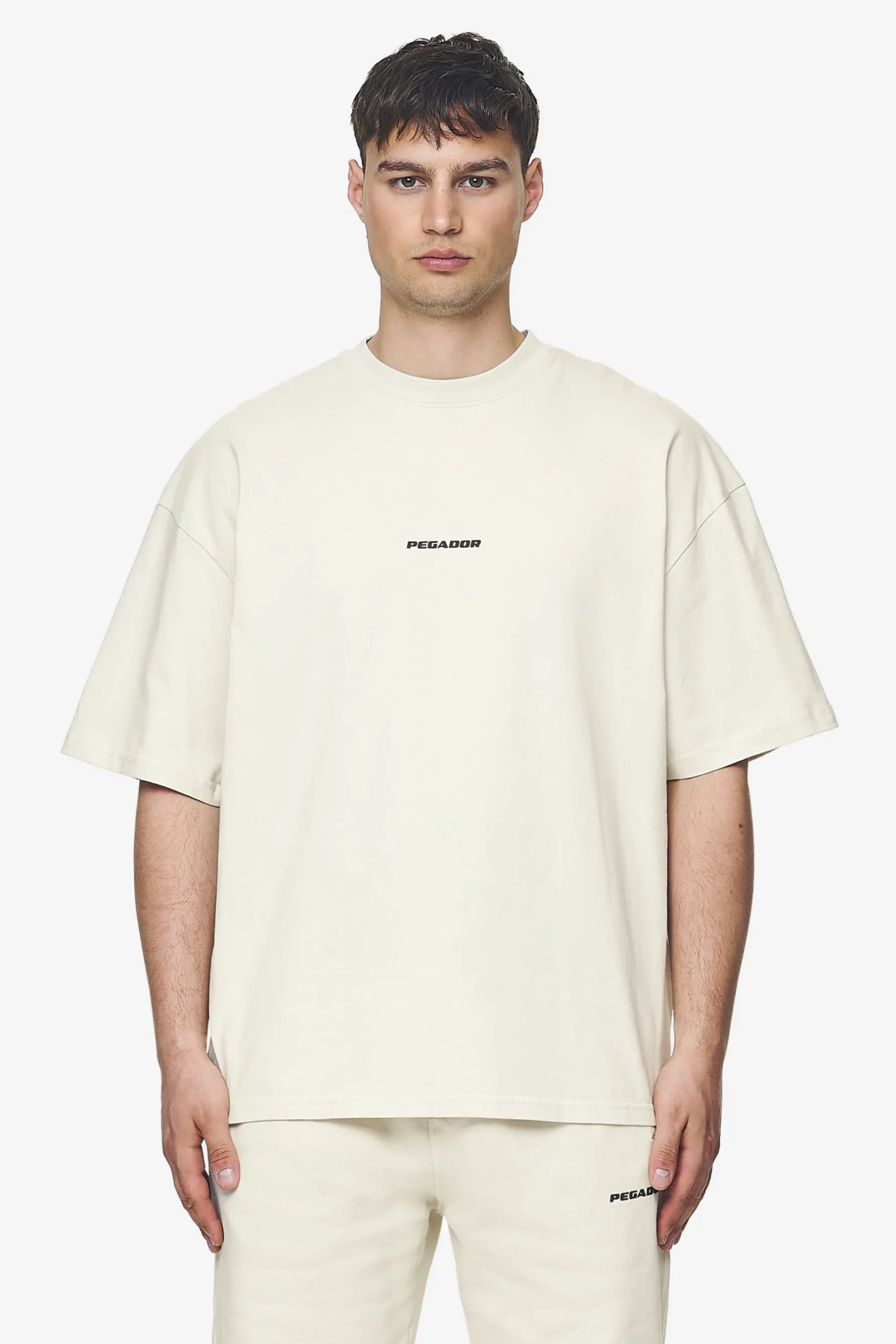 Pegador Tees|Logo Boxy Tee Black Gum Washed salty cream