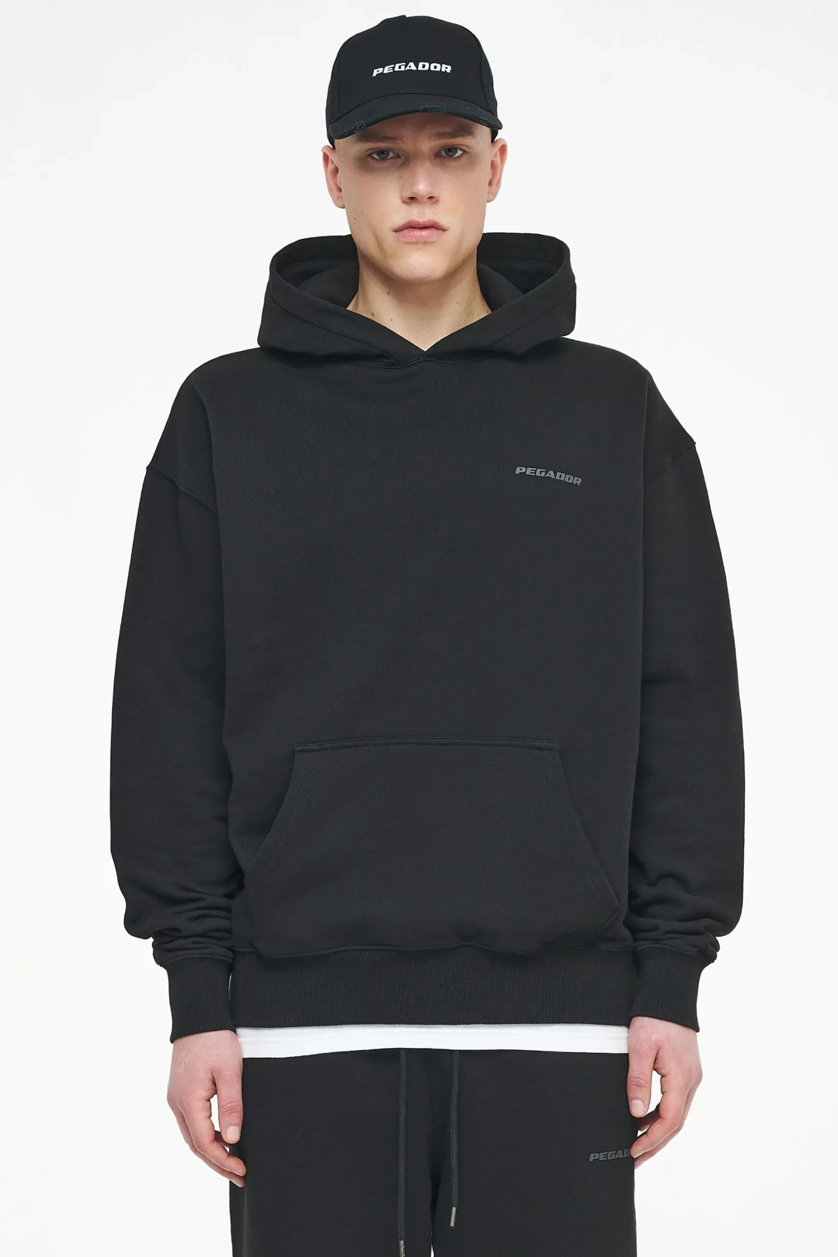 Pegador Hoodies|Logo Oversized Hoodie Gum Vintage washed black ink