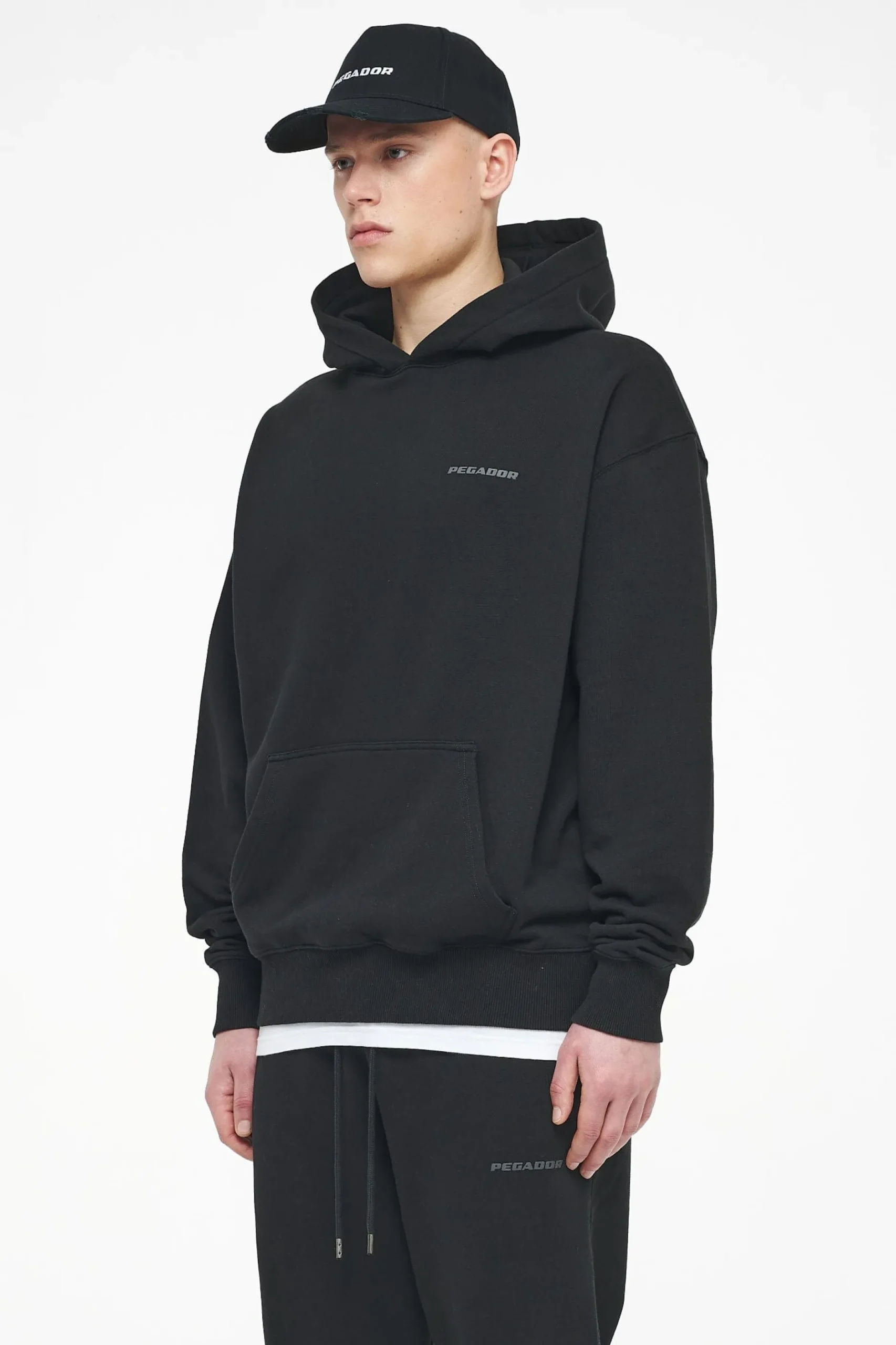 Pegador Hoodies|Logo Oversized Hoodie Gum Vintage washed black ink