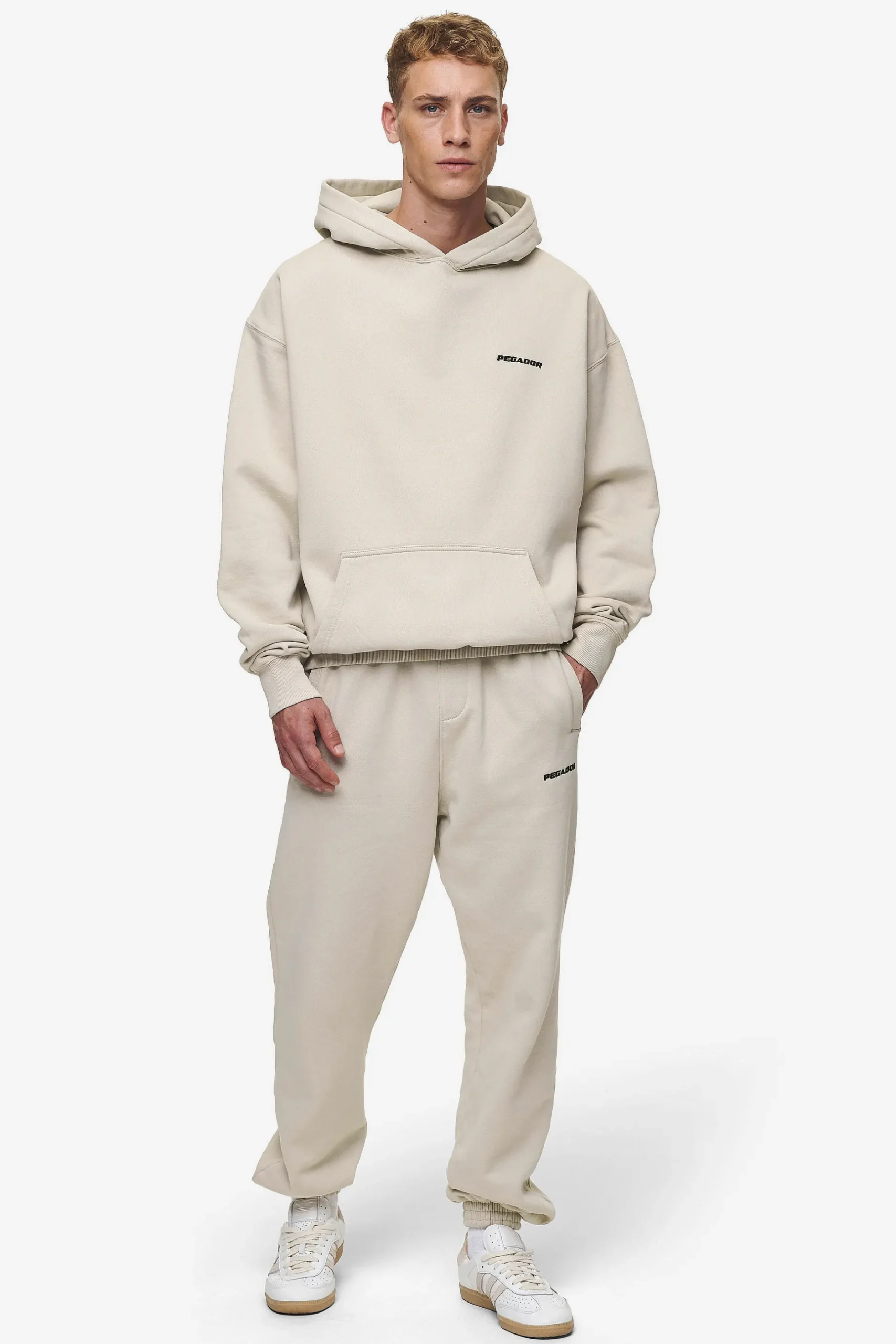 Pegador Hoodies|Logo Oversized Hoodie Washed Light Beige