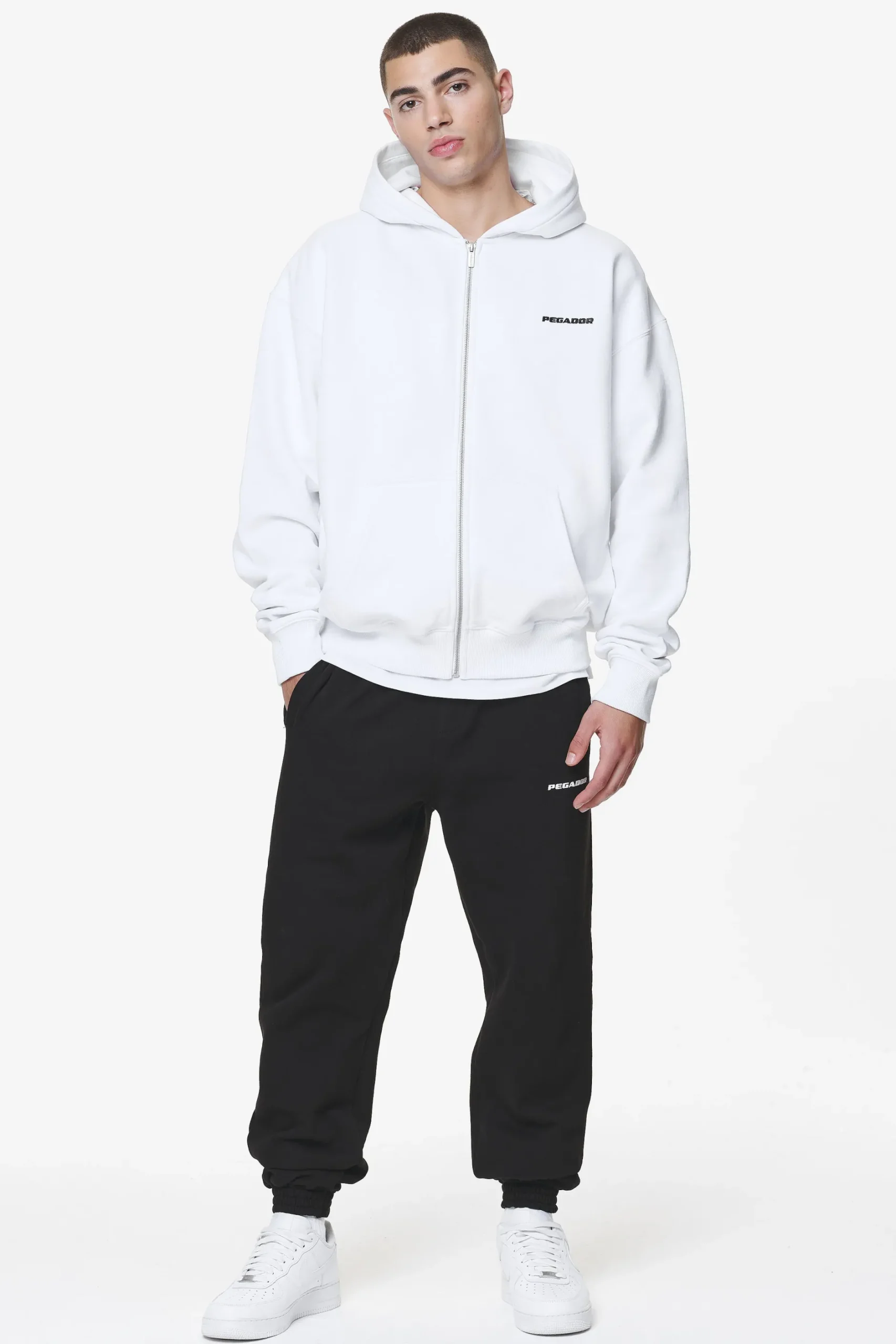 Pegador Hoodies|Zip Hoodies|Logo Oversized Sweat Jacket White