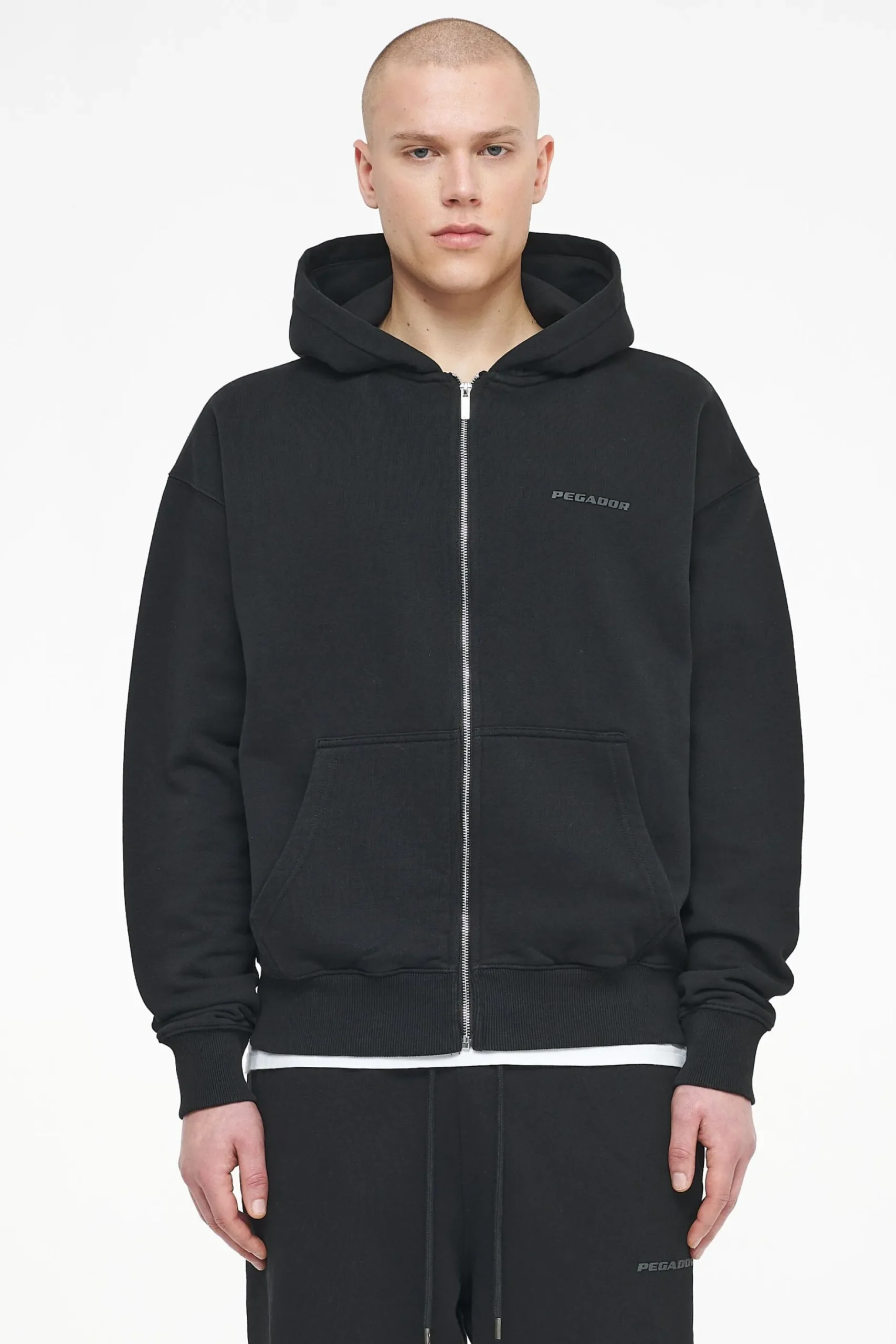 Pegador Hoodies|Zip Hoodies|Logo Oversized Sweat Jacket Gum Vintage washed black ink
