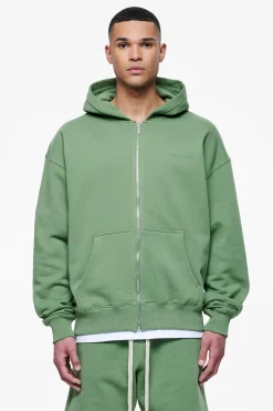 Pegador Hoodies|Zip Hoodies|Logo Oversized Sweat Jacket Gum Vintage washed cypress green