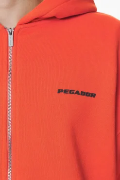 Pegador Hoodies|Zip Hoodies|Logo Oversized Sweat Jacket Gum Washed signal red