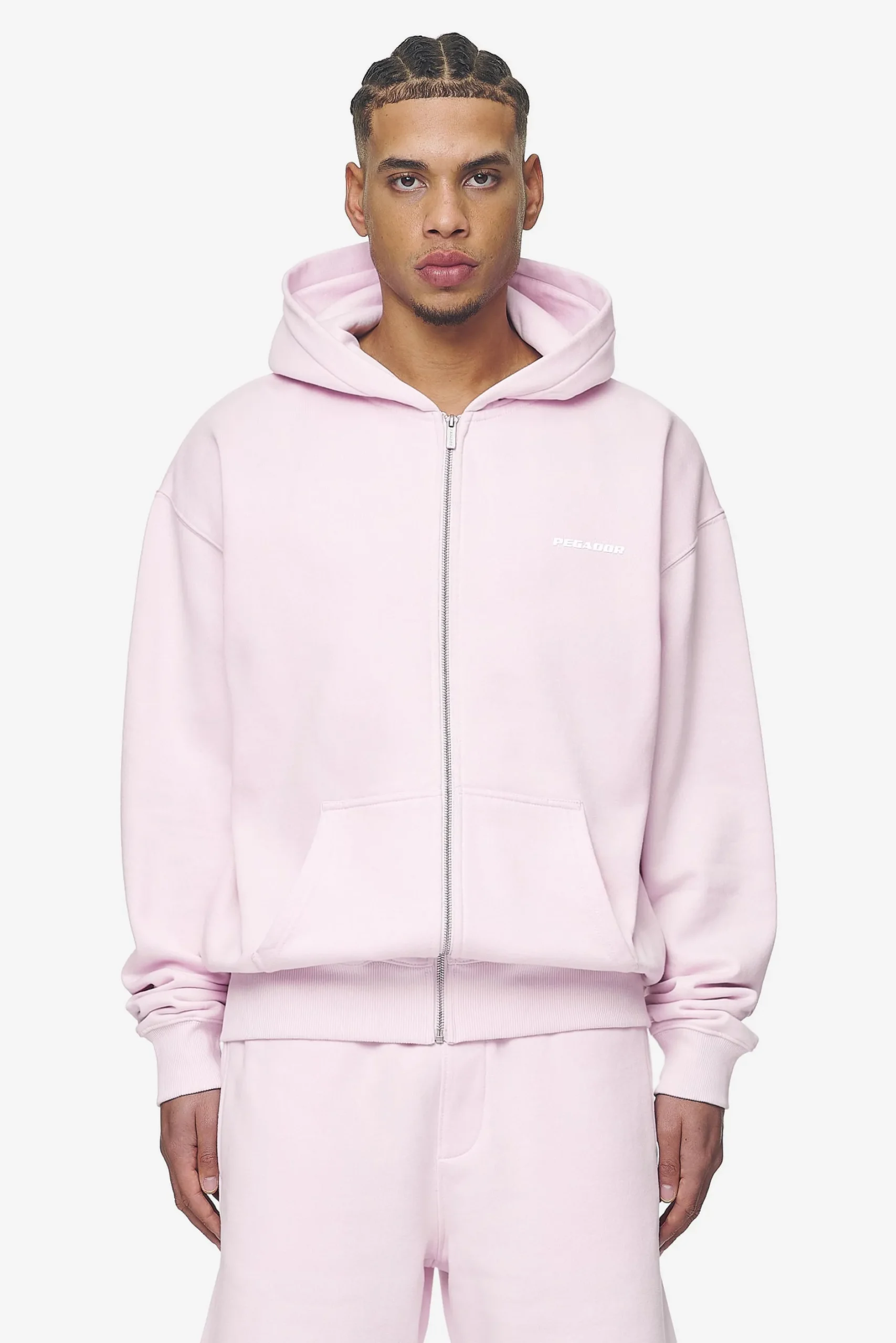 Pegador Hoodies|Zip Hoodies|Logo Oversized Sweat Jacket White Gum Washed bubblegum