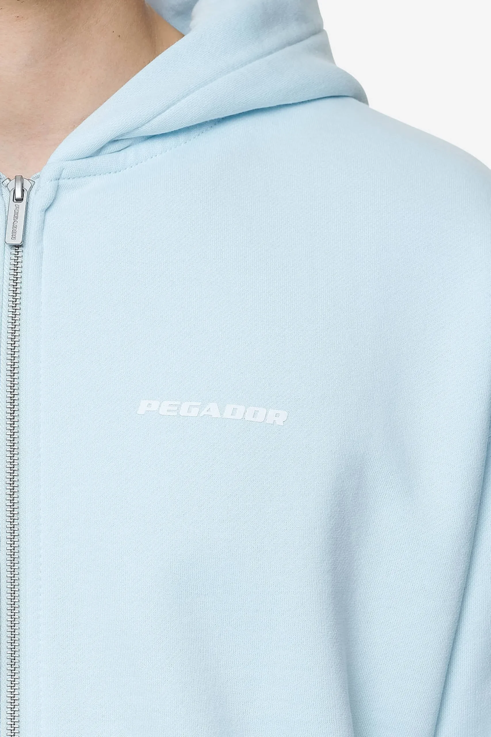 Pegador Hoodies|Zip Hoodies|Logo Oversized Sweat Jacket White Gum Washed baby blue