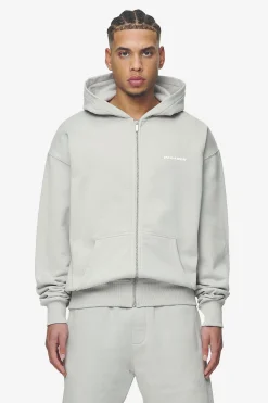 Pegador Hoodies|Zip Hoodies|Logo Oversized Sweat Jacket White Gum Washed pearl grey
